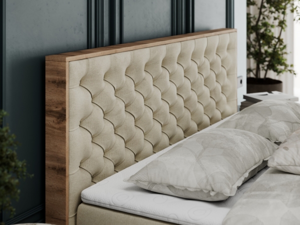 Boxspringbett mit Multipocket-Matratze und Zwei Bettkästen, Doppelbett mit Stauraum - ALBERO 3 - 180 x 200 cm - Beige Velours - H3 Bild 4