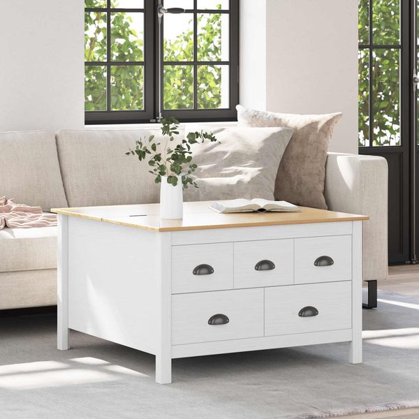 vidaXL Couchtisch HILL Weiß und Honigbraun 79,5 x 79,5 x 49 cm 42025041