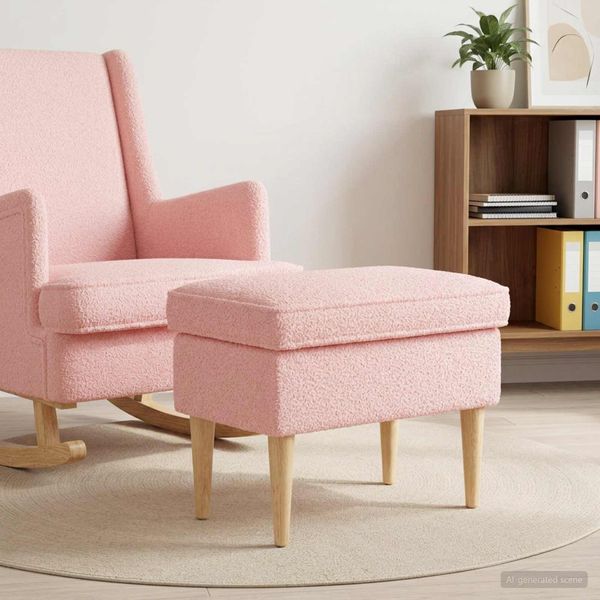 vidaXL Hocker Rosa 55 x 35 x 41 cm Bouclé 42030004