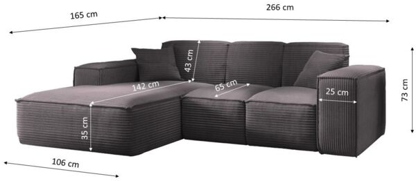 Kaiser Möbel Ecksofa Eckcouch SIENA L-Form, Stoff Poso/Salvador/Maloy/Artico/Velo, Einzelsofa, Bequem, originelles Design, praktisch, viele Farben