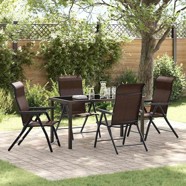 vidaXL Garten Essgruppe 5 pcs Braun Pulverbeschichteter Stahl 3379263