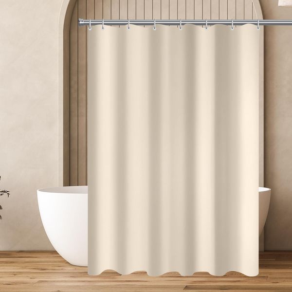Duschvorhang Beige 90x90 cm Antischimmel Wasserabweisend Polyester Stoff
