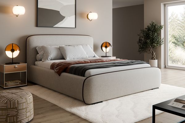 MEBLINI Polsterbett 180x200 mit Stauraum, Lattenrost und Bettkasten - Latte Webstoff ohne Matratze - BELLION - Kopfteil Bett mit Stauraum - Doppelbett - Stauraumbett - Betten