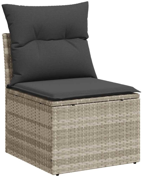 vidaXL 9-tlg. Garten-Sofagarnitur mit Kissen Hellgrau Poly Rattan 3326183 Bild 2