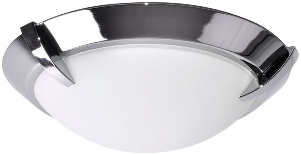 LED Deckenleuchte, chrom, Glas satiniert, D 27 cm