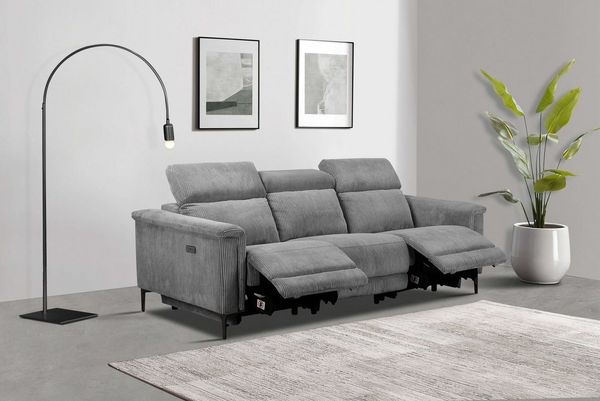 Places of Style 3-Sitzer Lund Cord, mit manueller o. elektrischer Relaxfunktion in 2 Sitzen, USB, Kopfteilverstellung, Breite 222 cm