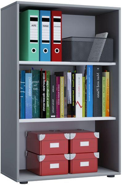 VCM Büroregal & Bücherregal Lona 913922 Grau B. 70 x H. 111 x T. 37 cm