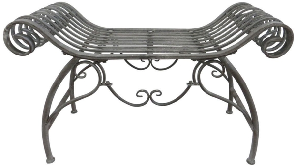 Sitzbank Eisenbank Gartenbank Metallbank Gartenmöbel Antik Design Deko grau