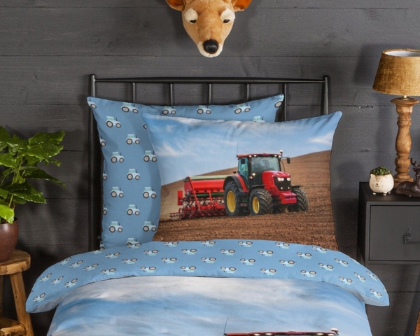 Good Morning Biber Bettwäsche 135 X 200 cm + 1 x 80 X 80 cm Tractor bunt Bild 2