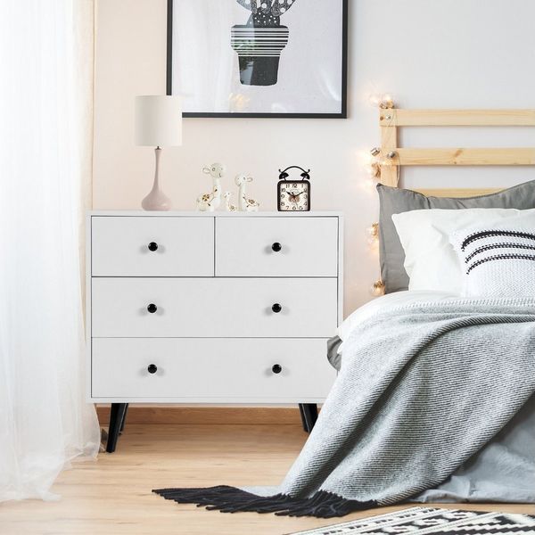 KOMFOTTEU Sideboard, Kommode mit 4 Schubladen mit Kippschutz & praktische Griffe