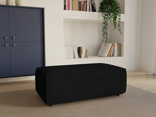 Vente-unique - AMELIA Pouf SamtStoff Schwarz - B 69 cm x H 42 cm x L 102 cm