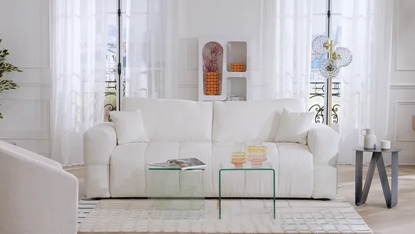 Vente-unique - ISSORO Sofa Stoff Beige - B 105 cm x H 90 cm x L 215 cm