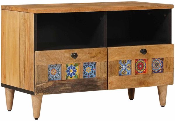 vidaXL TV-Schränk mit Regal Natur 70 x 33 x 46 cm Massivholz Mango 4018261
