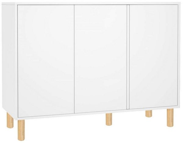 Homfa Sideboard Sideboard Kommode, mit 3 Türen, weiß, 107x40x80cm, aus Holz