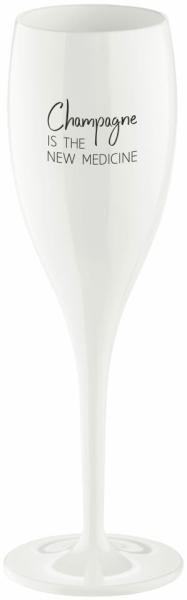 Koziol Superglas Cheers No. 1 Champagne The New Medicine, Sektglas, Champagnerglas, Kunststoff, Cotton White, 100 ml, 3450525