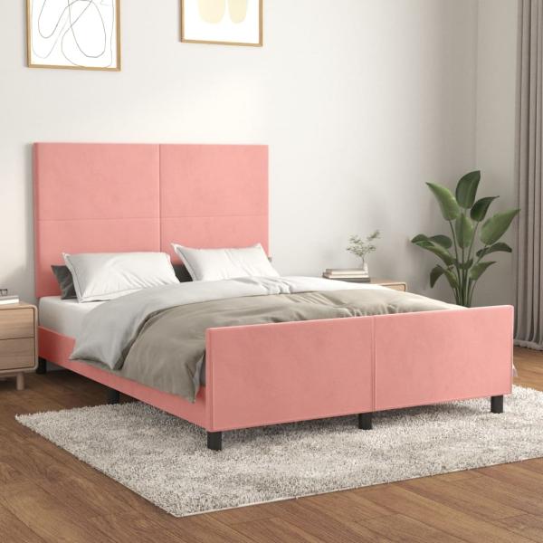 vidaXL Bettgestell mit Kopfteil Rosa 140x190 cm Samt 3125634