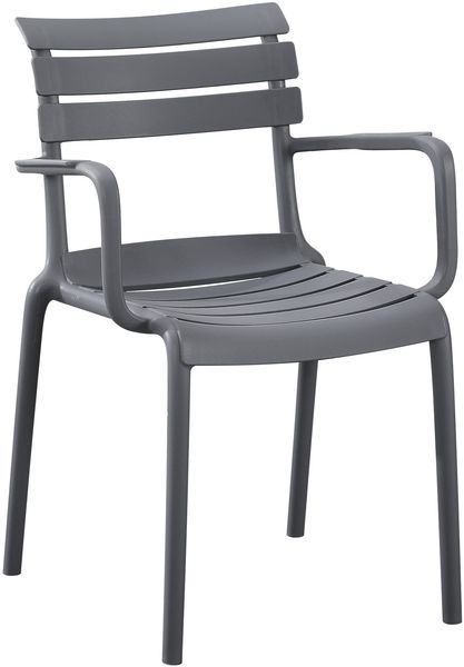 Gartenstuhl KARL mit Armlehne - 57 x 57 x 82 cm, Kunststoff, Dunkelgrau | Stapelstuhl Loungestuhl Garten Outdoor-Stuhl