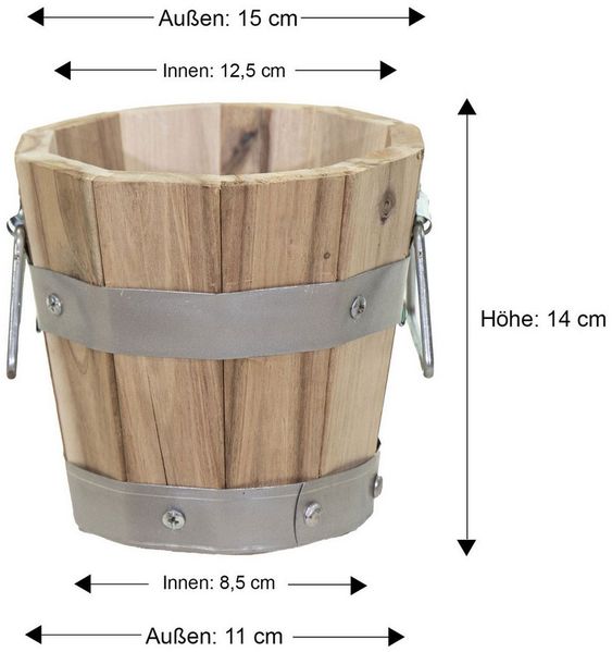 colourliving Pflanzkübel Pflanztopf rund mit Griffen, FSC Akazienholz, Blumenkästen aus Holz, integriertes Entwässerungsloch, metallverstärkte Konstruktion
