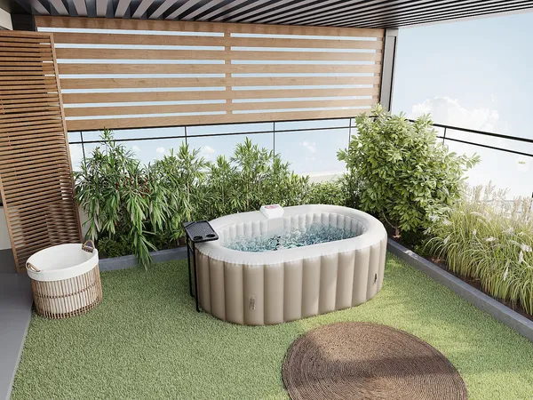 Vente-unique - BLUCKY Spa Plastik Schokoladenbraun - B 120 cm x H 65 cm x L 190 cm