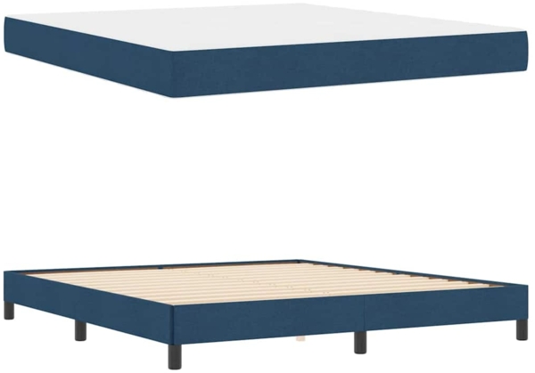 vidaXL Boxspringbett mit Matratze Blau 180 x 200 cm Stoff 3398513 Bild 4