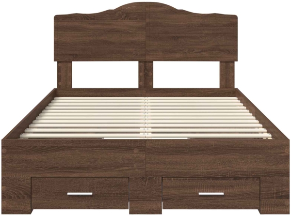 vidaXL Bettrahmen Braun Eichen-Optik 135x190 cm Holzwerkstoff 3413208 Bild 7