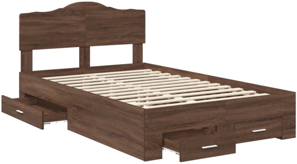 vidaXL Bettrahmen Braun Eichen-Optik 135x190 cm Holzwerkstoff 3413208 Bild 4