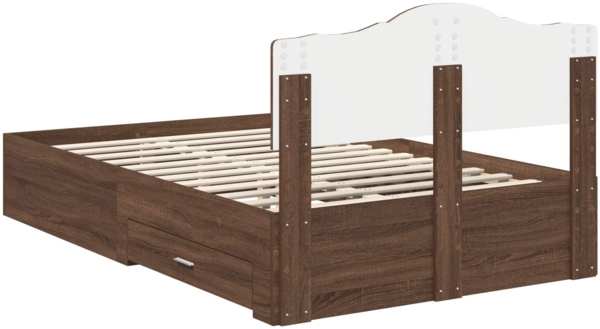 vidaXL Bettrahmen Braun Eichen-Optik 135x190 cm Holzwerkstoff 3413208 Bild 9