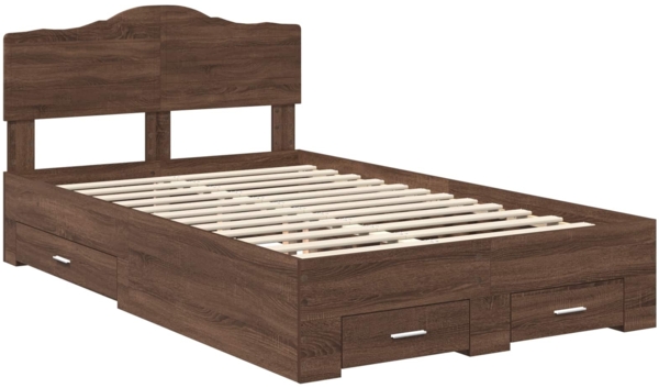 vidaXL Bettrahmen Braun Eichen-Optik 135x190 cm Holzwerkstoff 3413208 Bild 3