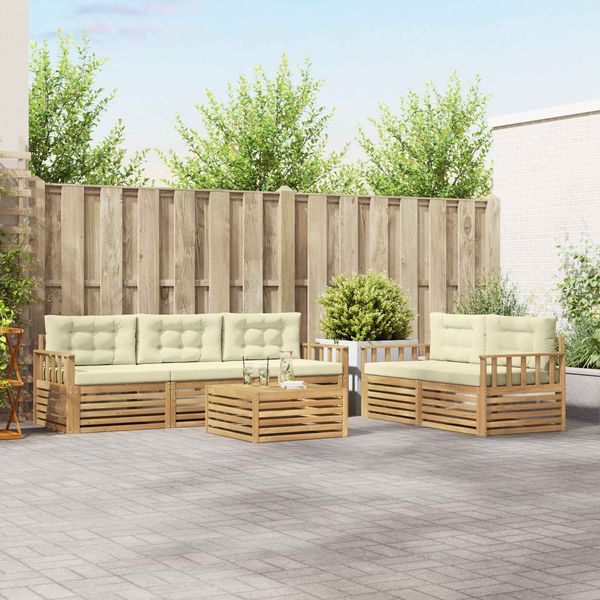 vidaXL Outdoor-Sofagarnitur 6 pcs Weiß und Creme 3390035