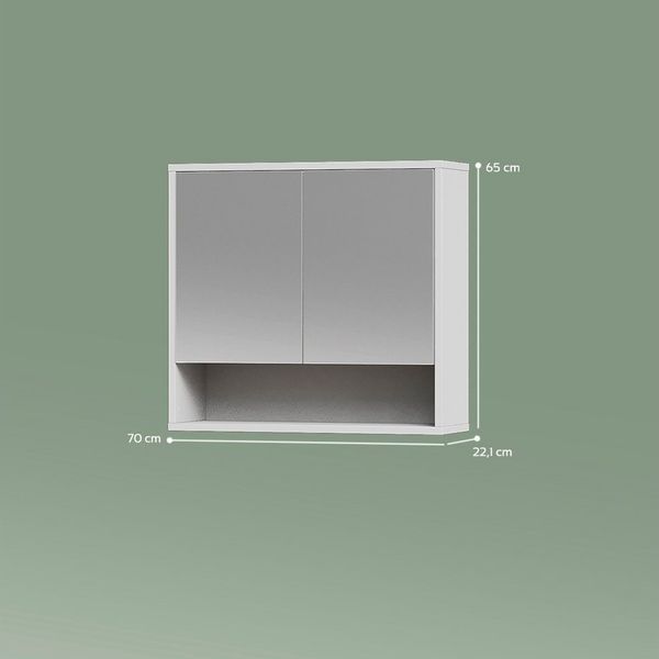 Livinity® Badezimmerspiegelschrank ATERNO, Weiß, 70 x 65 cm mit 2 Türen (1-St) Bild 2