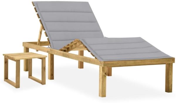 vidaXL Garten-Sonnenliege mit Tisch und Auflage Kiefer Imprägniert 3065865