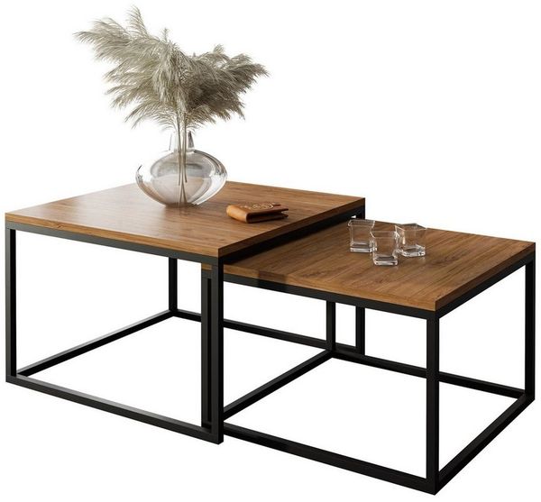 Lookway Couchtisch Yoshi 2in1 mit Tischplatte in natürlicher Holzfarbe (2er-Set), Breite: 70 cm und 60 cm