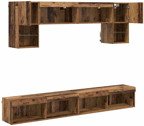 vidaXL TV Wand Einheiten mit LED 6 pcs Altholz Holzwerkstoff 3402962 Bild 9