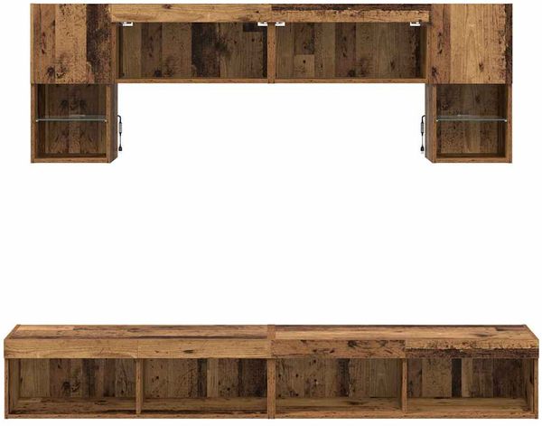 vidaXL TV Wand Einheiten mit LED 6 pcs Altholz Holzwerkstoff 3402962 Bild 10