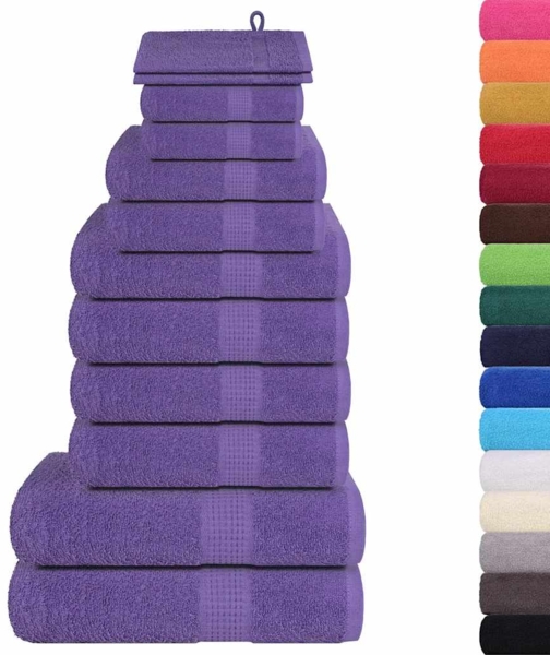 vidaXL 12-tlg. Handtuch-Set Lila 360 g/m² 100% Baumwolle 137104