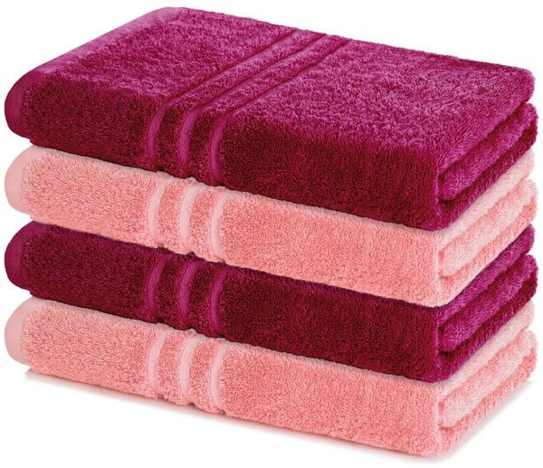 Lavea Duschtücher 4er Set Duschtuch 70 x 140 cm, Elena Frottee Handtücher, (Set, 4-St), Dusch-Handtuch, 500 g/m² Frottier, weich & saugstark, pflegeleicht