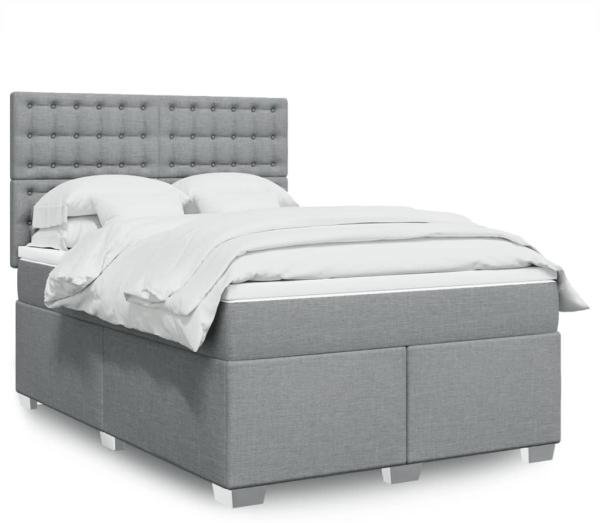 vidaXL Boxspringbett mit Matratze Hellgrau 140x200 cm Stoff 3290525