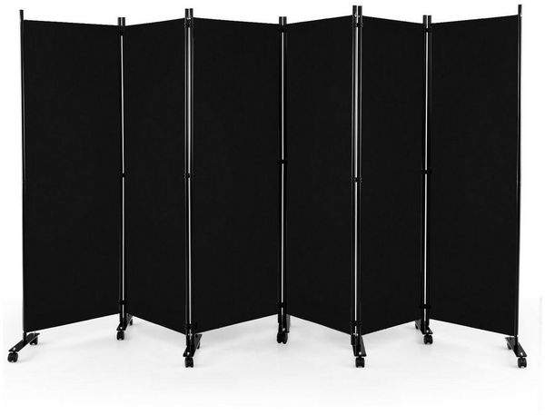 COSTWAY Paravent, 6 tlg. Raumteiler, auf Rollen, klappbar, 334,5x172 cm