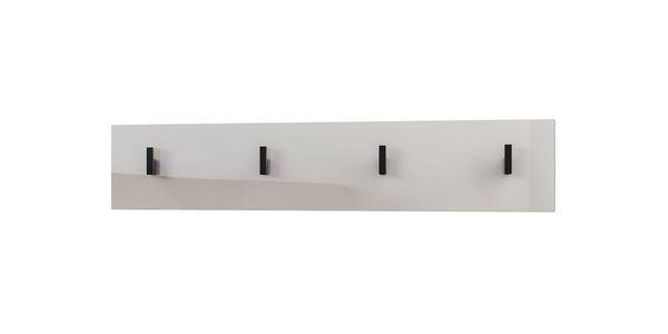 Vladon Garderobenpaneel Linea (Wandgarderobe, mit 4 Kleiderhaken), Sandgrau Hochglanz (72 x 14,5 x 3,5 cm)