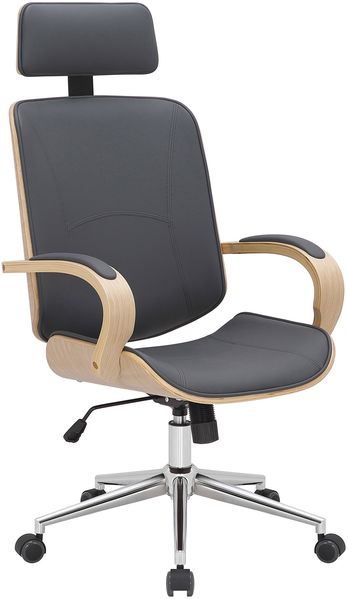 Bürostuhl Chefsessel KINGO - 118x70x70, Natur/Grau Kunstleder Metall Gestell ergonomische Bürostühle Homeoffice Stuhl mit Rollen