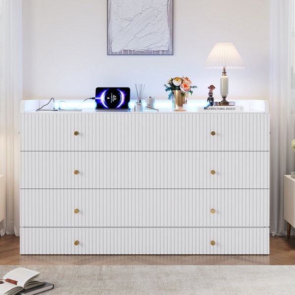 Odikalo Schrankbett Polsterbett Einzelbett 140x200 mit LED & USB (Unter dem Bett befinden sich Schubladen, Mit USB und Steckdose, LED-Lichtleiste, Mit Hochglanzplatte, Umbaubares Plattformbett, Ohne Matratze)