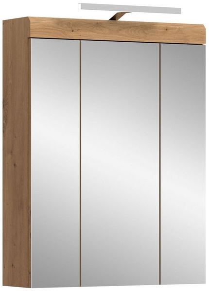 welltime Badezimmerspiegelschrank SIENA, Breite 60cm, inkl. Beleuchtung, 3 Spiegeltüren, 9 Fächer (Set, TOPSELLER) in verschiedenen Farben erhältlich, Badmöbel, Badschrank, Schrank, Bad