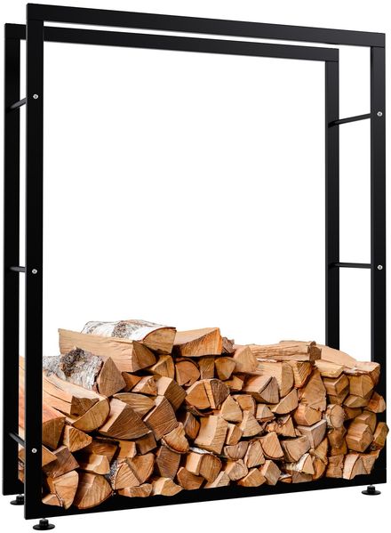 Kaminholzregal innen Metall SATLO - für Feuerholz Brennholzregal innen Kaminholzständer Kaminholzhalter Feuerholzregal InnenSchwarz, 25x100x125cm