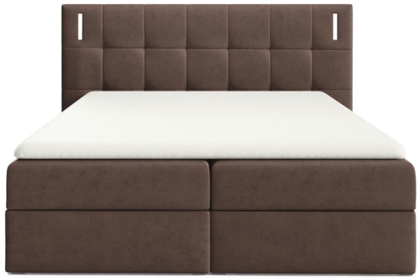 Boxspringbett Schlafzimmerbett MARTIM PREMIUM 200x200cm Stoff Fresh Braun Bild 3
