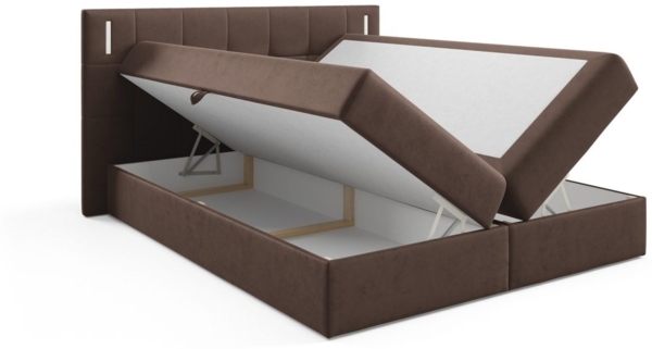 Boxspringbett Schlafzimmerbett MARTIM PREMIUM 200x200cm Stoff Fresh Braun Bild 2