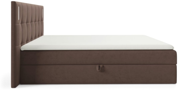 Boxspringbett Schlafzimmerbett MARTIM PREMIUM 200x200cm Stoff Fresh Braun Bild 4