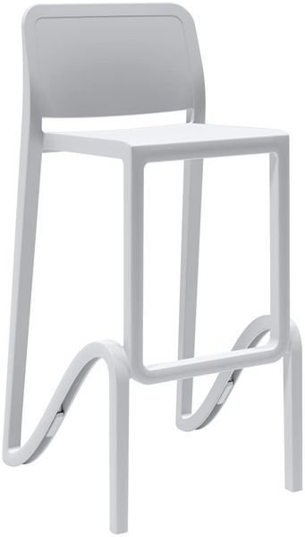 Hocker, hoch, stapelbar, für Innen- und Außenbereiche, aus Polypropylen, Giano, Weiß, hergestellt in Italien, für Zuhause, Bar, Restaurant