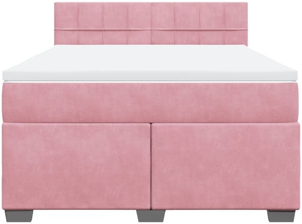 vidaXL Boxspringbett mit Matratze Rosa 160x200 cm Samt 3286359 Bild 4