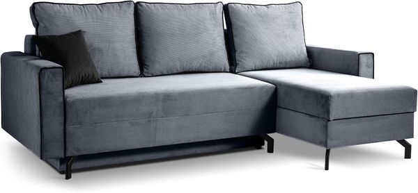 Ecksofa (B/H/T: 230x89x148 cm) in Blau-grau