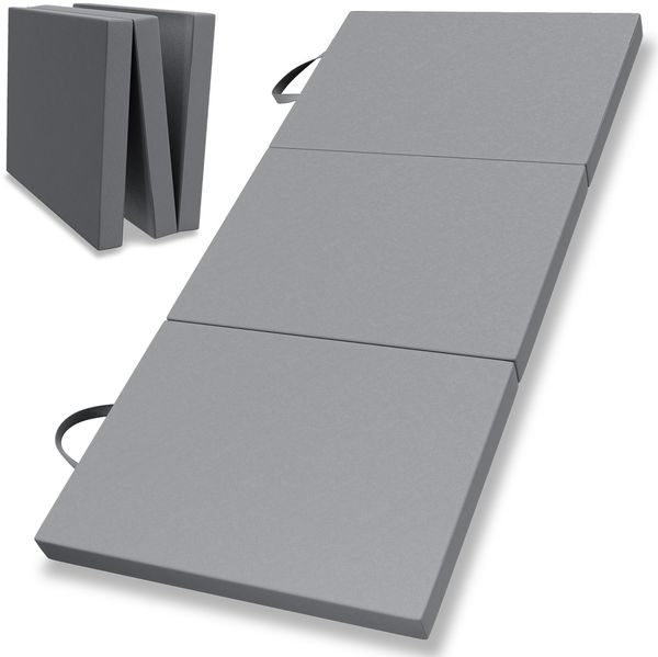 ELONEO Klappmatratze 90x200 cm, 8 cm hoch, Gästematratze klappbar, Faltmatratze, Faltbare Matratze, Bandscheibenwürfel, Reisematratze, Gästebett klappbar, Klappbett waschbar, grau